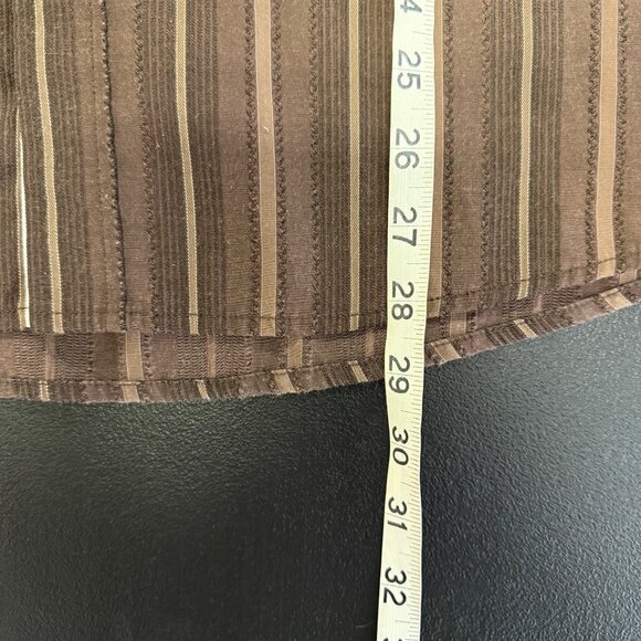 Spunky Wear Mens Brown Striped Button-Up Shirt Winged Cross Embroidery Sz Med - Picture 4 of 9